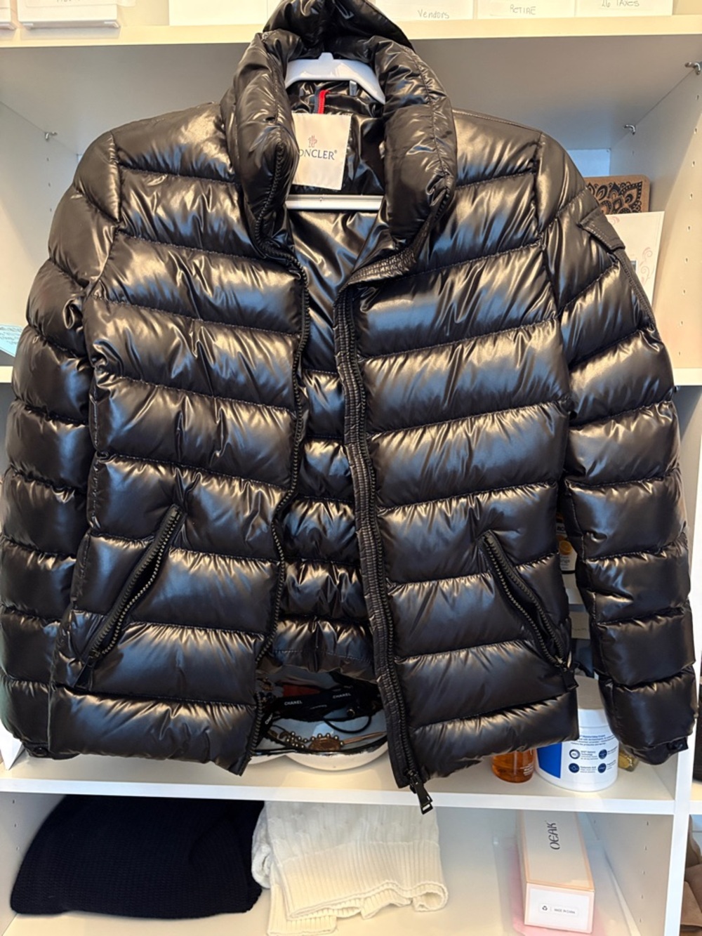 Moncler Glossy Black Quilted Down Jacket